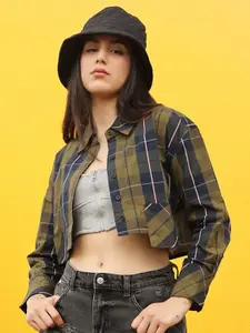 PINACOLADA Spread Collar Tartan Checks Checked Cotton Casual Shirt