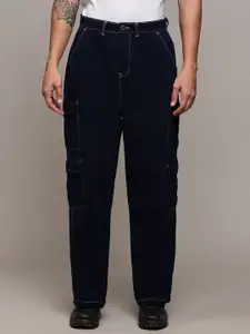 The Roadster Lifestyle Co Men Pure Cotton Loose-Fit Cargos Trousers