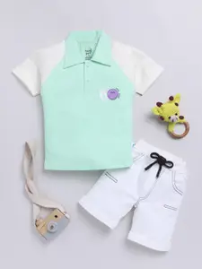 Toonyport Boys Colourblocked Pure Cotton T-shirt With Shorts