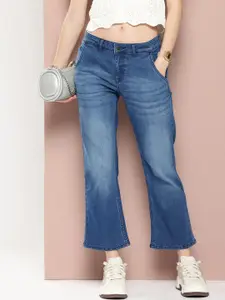 Harvard Women Kick Flared Boot Fit Heavy Fade Stretchable Cropped Jeans