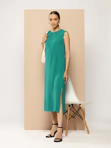 Chemistry Waist Tie-up Detailed Sheath Midi Dress