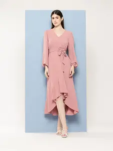 Chemistry Puff Sleeve A-Line Midi Dress