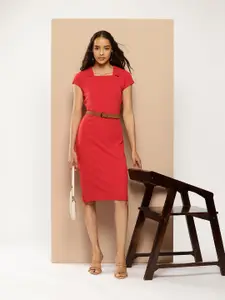 Chemistry Square Shirt Collar Sheath Dress