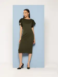 Chemistry Flutter Sleeve Sheath Midi Dress