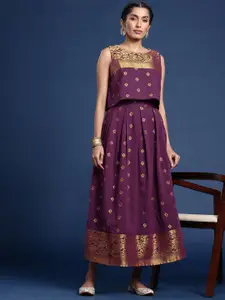 Taavi Women Ethnic Motifs Printed Pleated A-Line Woven Legacy Skirt