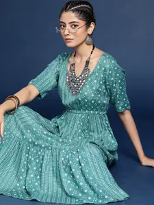 Taavi Geometric Printed A-Line Bindu Kurta