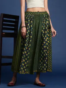 Taavi Block Print Legacy Ethnic Motifs Printed Pure Cotton A-Line Maxi Skirt