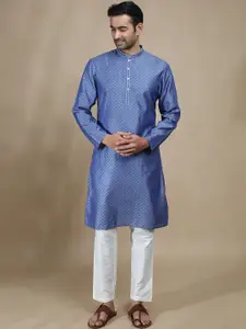 FILORI STUDIO Ethnic Motifs Woven Design Mandarin Collar Jacquard Straight Kurta