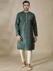 FILORI STUDIO Ethnic Motifs Woven Design Mandarin Collar Jacquard Straight Kurta