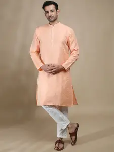 FILORI STUDIO Woven Design Mandarin Collar Jacquard Straight Kurta