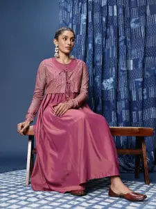 Taavi A-Line Gathered Taavi Festive Kurta With Jacket