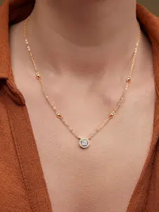 MINUTIAE Brass Gold-Plated Stones Studded Necklace