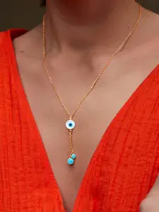 MINUTIAE Brass Gold-Plated Evil Eye Necklace