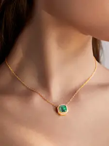 MINUTIAE Brass Gold-Plated Stones Studded Necklace