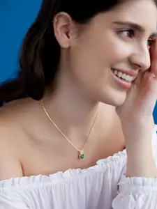 MINUTIAE Brass Rose Gold-Plated Stones Studded Necklace