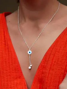 MINUTIAE Brass Silver-Plated Evil Eye Necklace