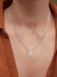 MINUTIAE Brass Silver-Plated Stones Studded Necklace