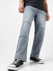 Urbano Fashion Men Loose Relaxed Fit Slash Knee Heavy Fade Jeans