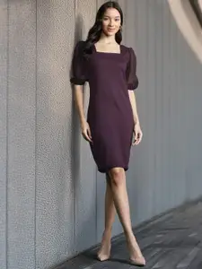 DressBerry Puff Sleeve Sheath Dress