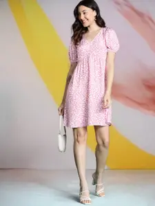 DressBerry Print Puff Sleeve Empire  Dress