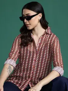 DressBerry Printed Semi Sheer Casual Shirt