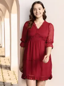 DressBerry Dobby Ruffled A-Line Dress