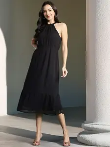 DressBerry Dobby A-Line Midi Dress