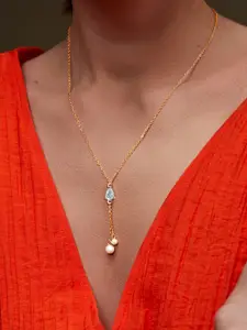 MINUTIAE Brass Gold-Plated Stones Studded Necklace