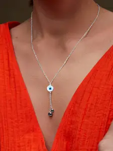 MINUTIAE Brass Silver-Plated Evil Eye Necklace