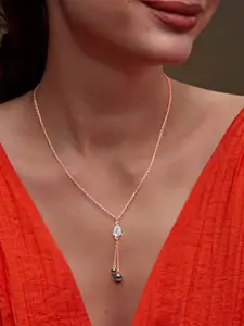 MINUTIAE Rose Gold-Plated Stones-Studded Pendant Necklace With Chain