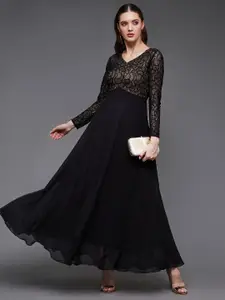 Miss Chase V-Neck Georgette Maxi Dress