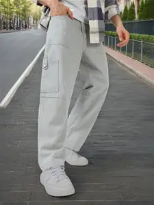 Urbano Fashion Men Loose Baggy Fit Washed Non-Stretchable Cargo Jeans