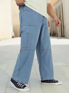 Urbano Plus Men Loose Baggy Fit Washed Cargo Jeans