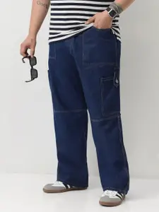 Urbano Plus Men Loose Baggy Fit Washed Cargo Jeans