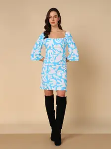 DLOB Print Flared Sleeve A-Line Dress