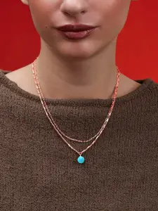 MINUTIAE Brass Rose Gold-Plated Layered Necklace