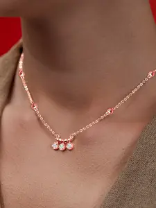 MINUTIAE Brass Rose Gold-Plated Stones Studded Necklace