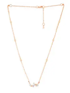 MINUTIAE Rose Gold-Plated Stones-Studded Pendant Necklace With Chain