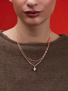 MINUTIAE Brass Rose Gold-Plated Layered Necklace