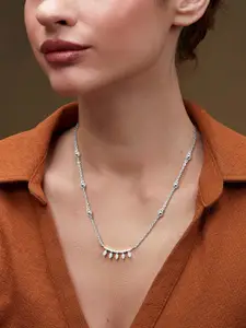 MINUTIAE Silver-Plated Stones-Studded Pendant Necklace With Chain