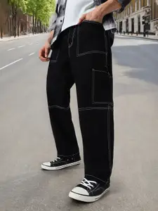 Urbano Fashion Men Loose Baggy Fit Washed Non-Stretchable Cargo Jeans