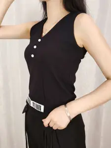 StyleCast Girls Black V-Neck Top