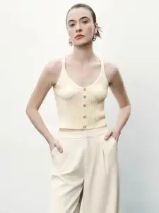 StyleCast Girls Self Design Round Neck Tank Top