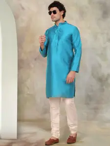Jompers Mandarin Collar Long Sleeves Straight Kurta