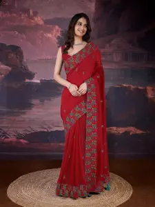 Trendmalls Embellished Sequinned  Heavy Work Saree