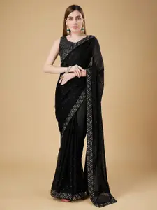 Trendmalls Embellished Embroidered Beads and Stones Saree