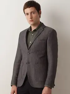 SELECTED Textured Slim-Fit Notched Lapel Collar Single-Breasted Casual Blazer
