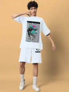 WEARDUDS Graphic Printed Pure Cotton T-Shirt With Shorts