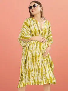 angloindu Tie and Dye Print Maternity Kaftan Dress