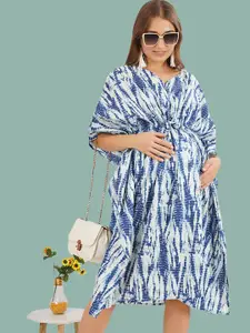 angloindu Tie and Dye Print Maternity Kaftan Dress